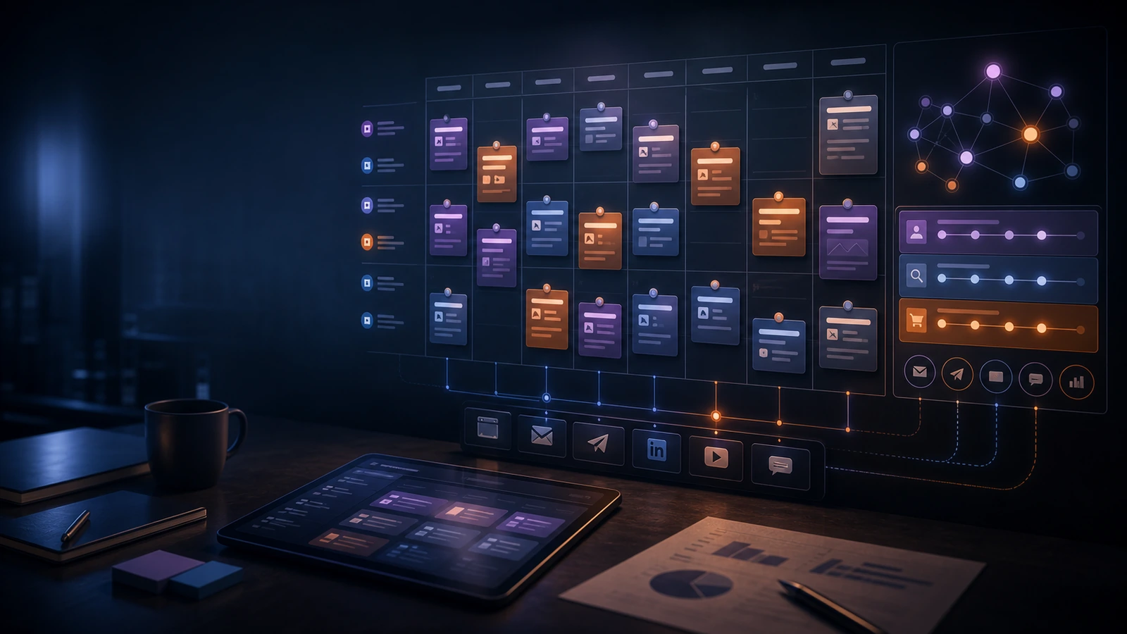 Monthly content calendar for AI-assisted B2B marketing